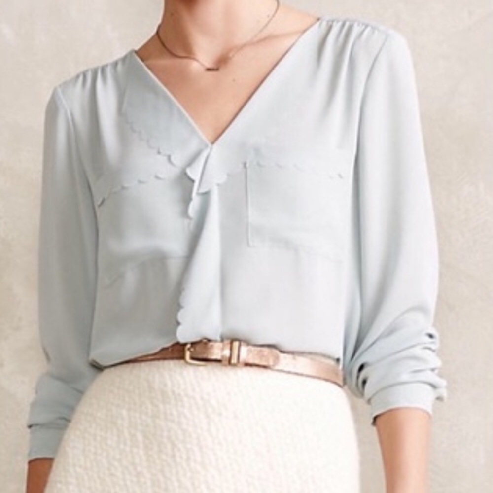HD in Paris Remi Scalloped Green Blouse